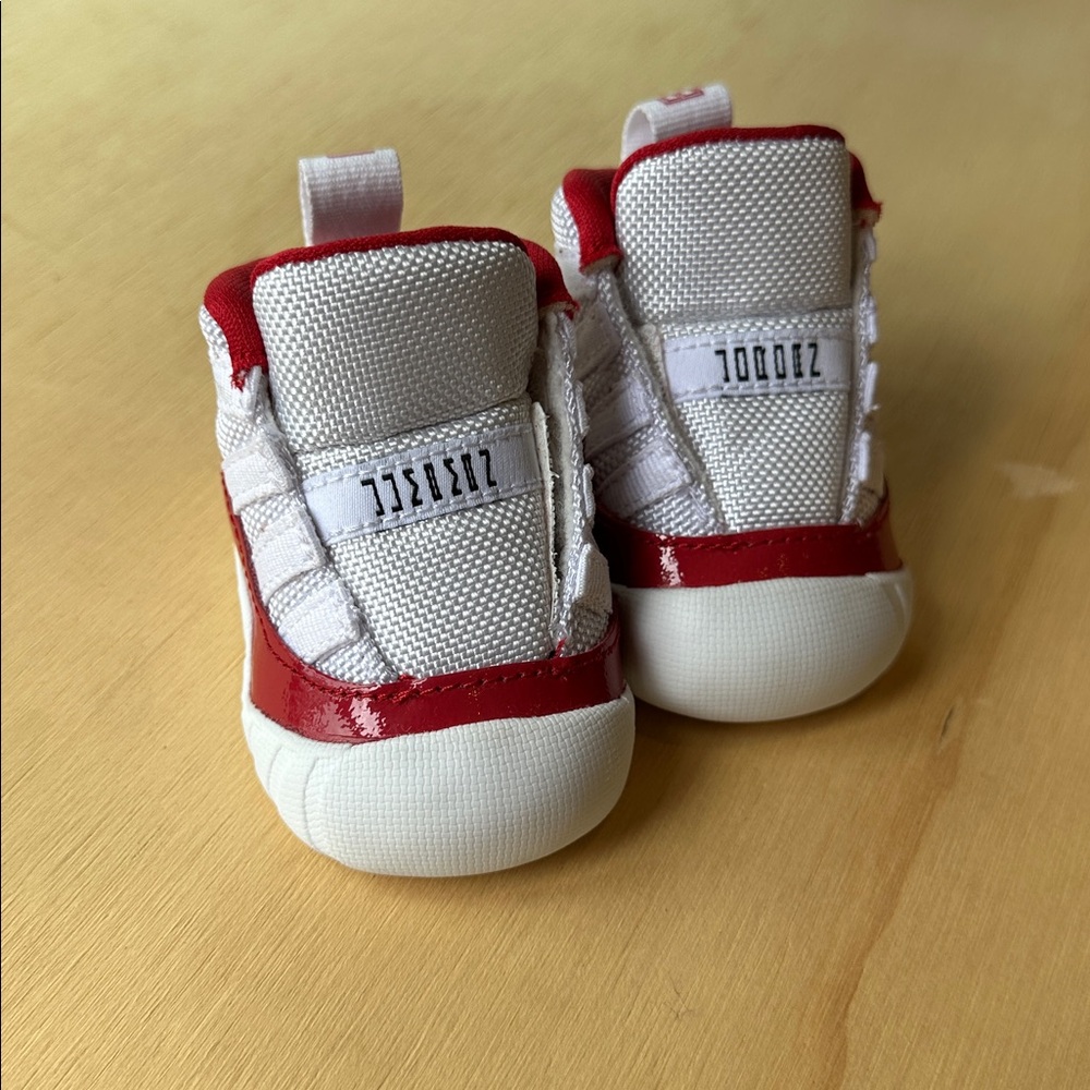 Nike Baby White and Red Jordan Style Soft Sole Walkers